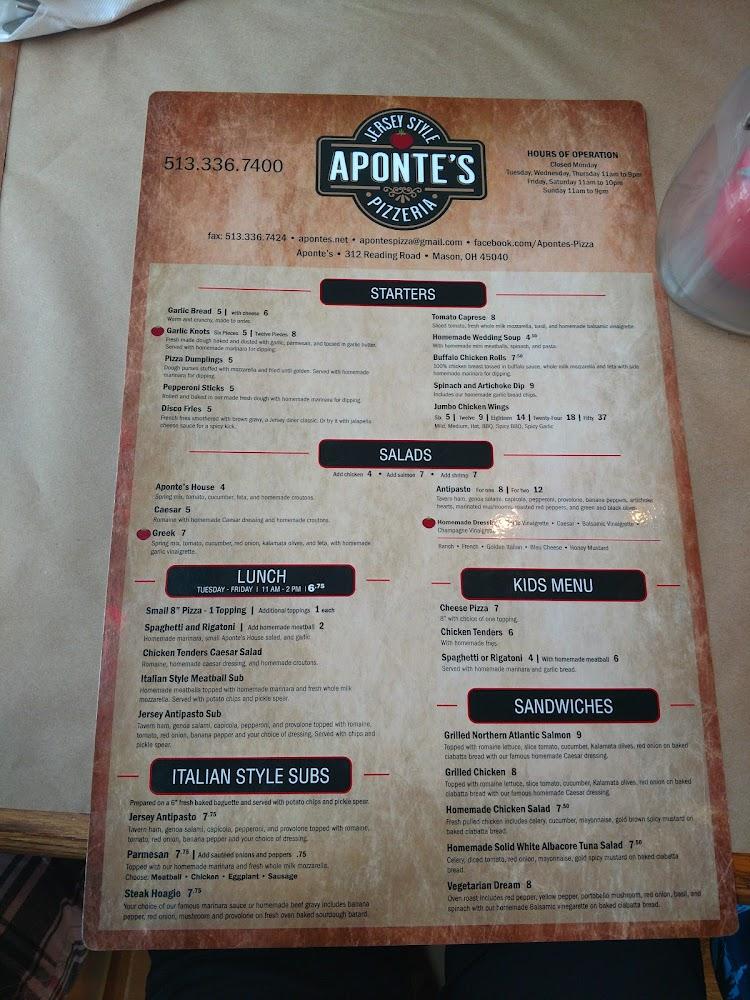 Aponte's Pizzeria & Family Restaurant Menu image 3